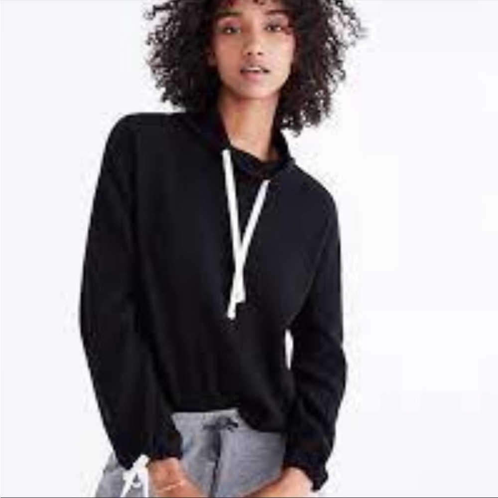Mile(s) Madewell Funnelneck Tie-Sleeve Sweatshirt Black XS